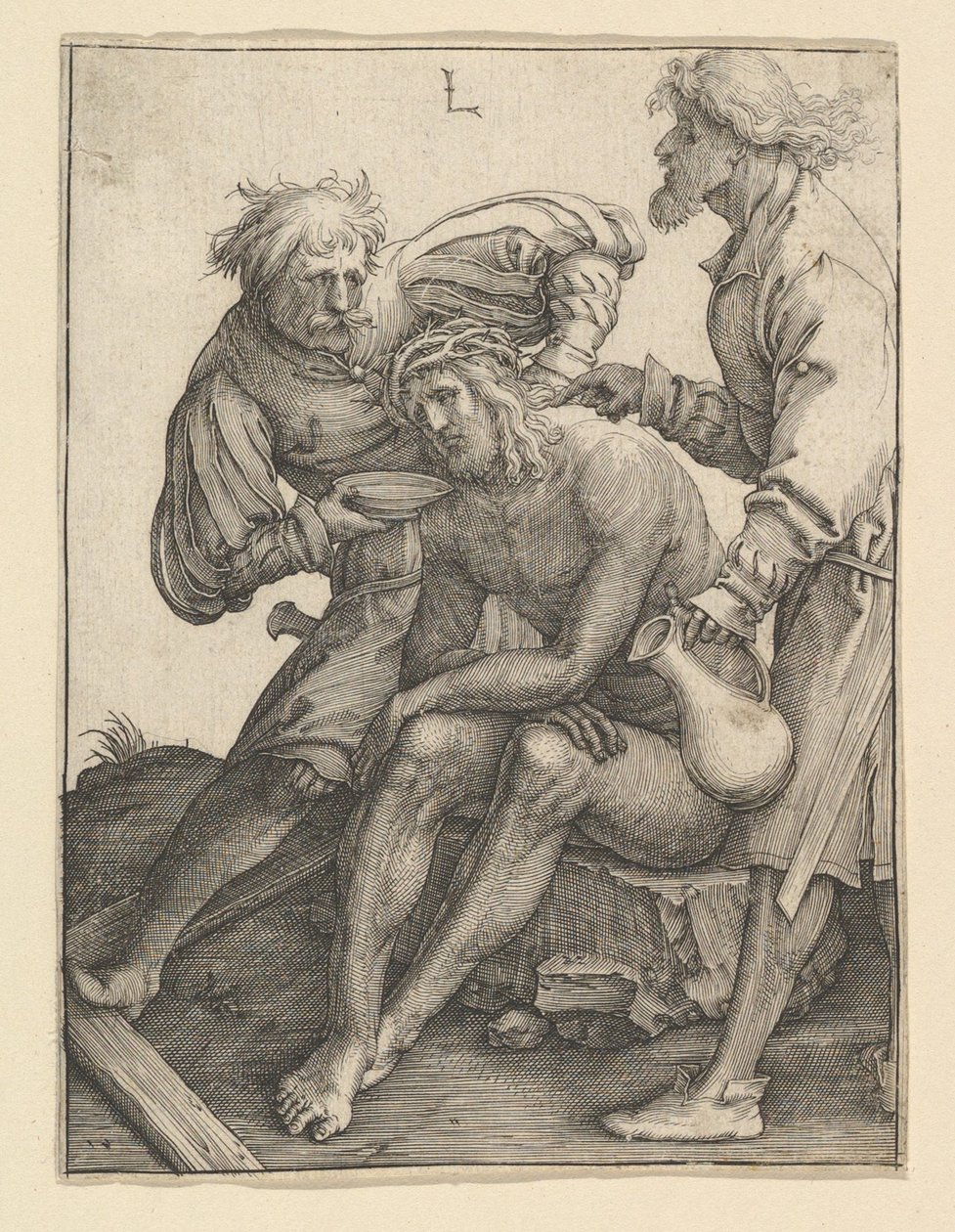 Sotilaat juomassa Kristukselle, n. 1512. tekijältä Lucas van Leyden