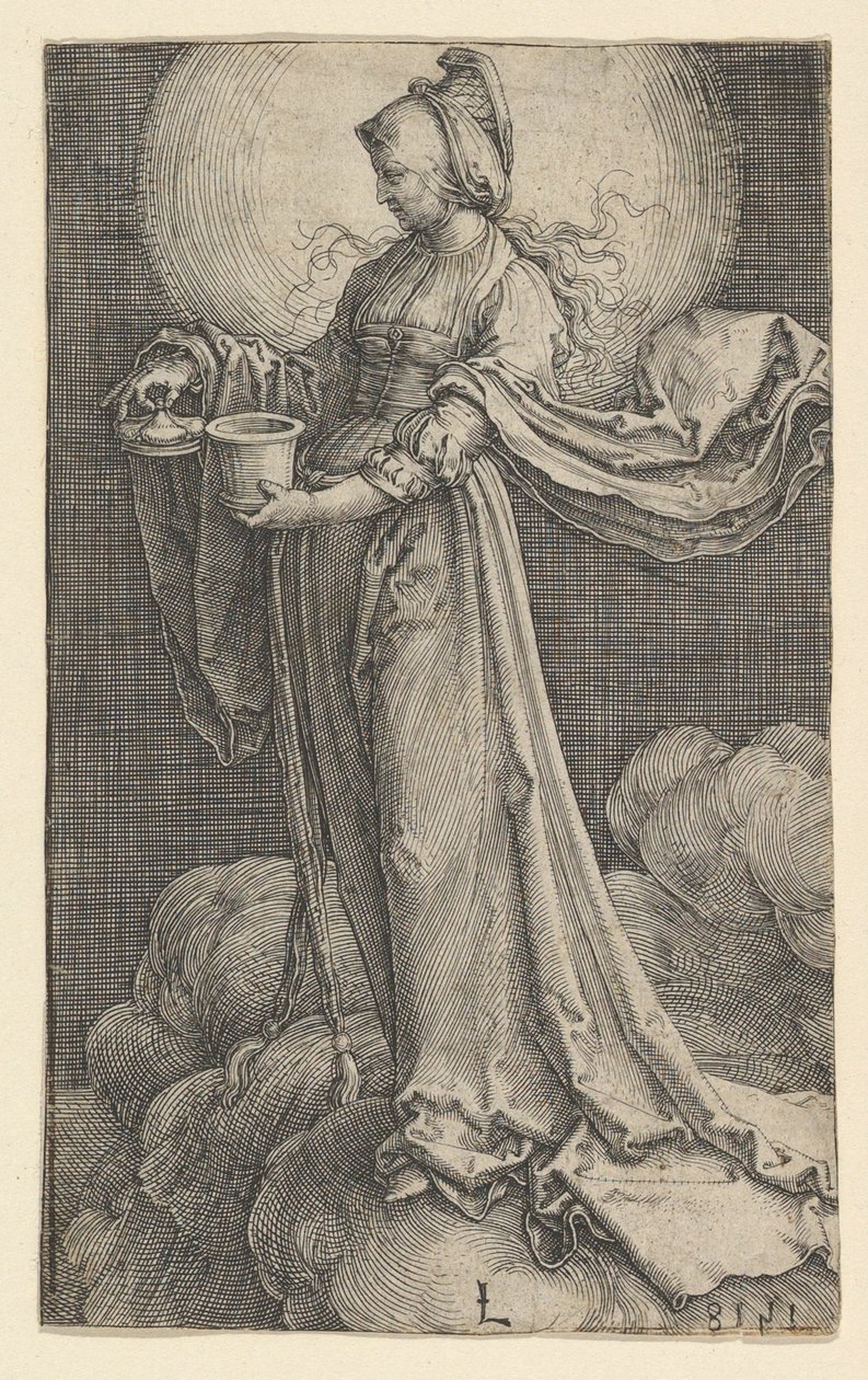 Pyhä Maria Magdaleena pilvien päällä, 1518. tekijältä Lucas van Leyden