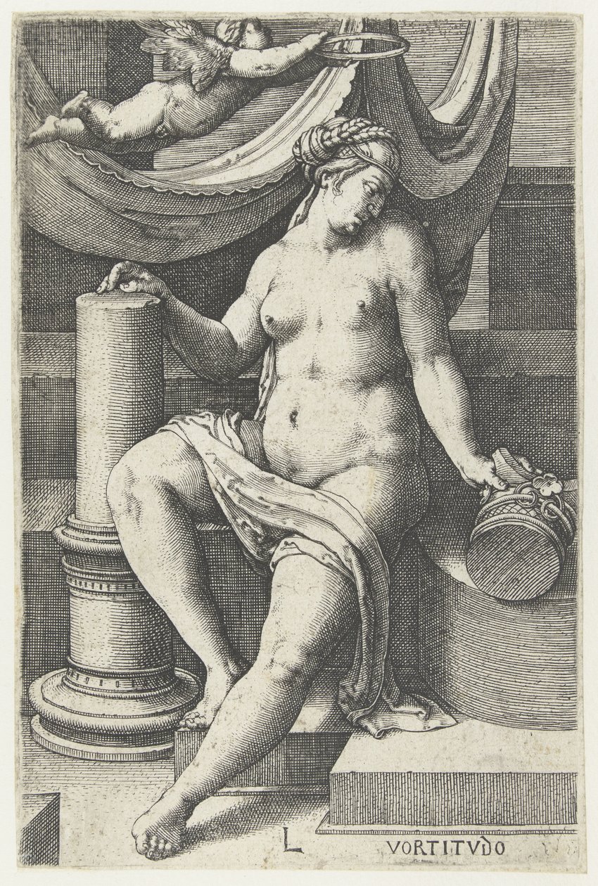 Parane pian Vortitudo (otsikko esineessä) Seitsemän hyvettä (sarjan nimi) tekijältä Lucas van Leyden