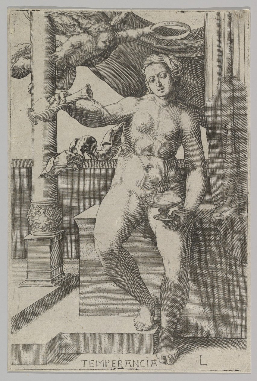 Temperance sarjasta Hyveet, 1530. tekijältä Lucas van Leyden