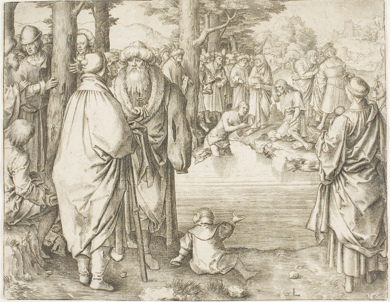 Kristuksen kaste Jordan-joessa tekijältä Lucas van Leyden