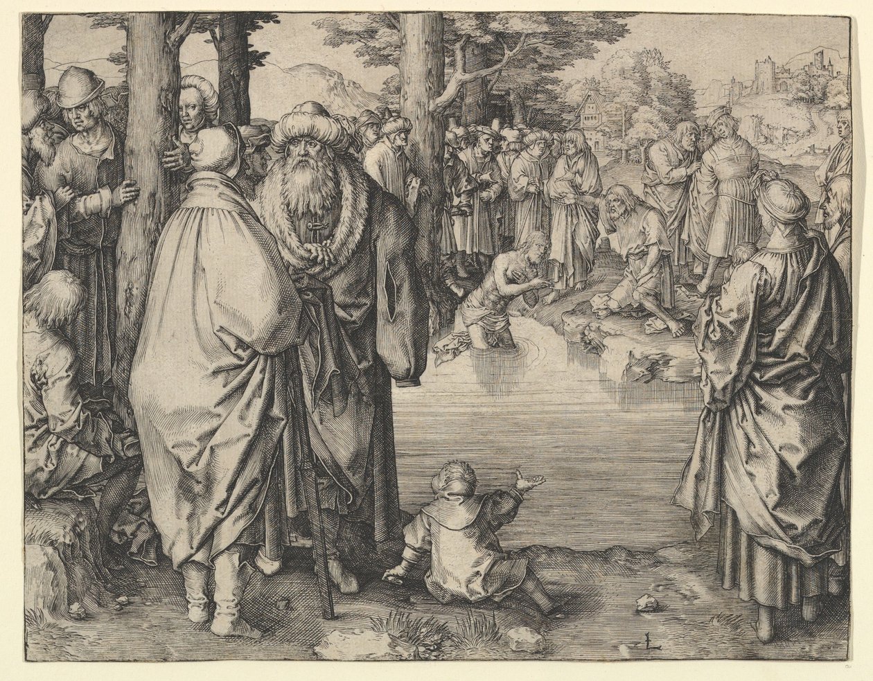 Kristuksen kaste Jordanjoessa tekijältä Lucas van Leyden