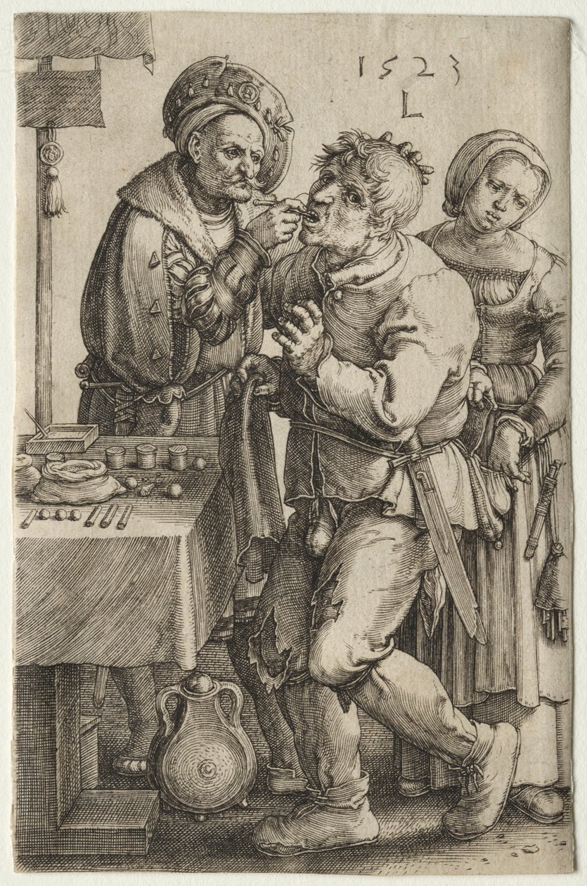 Hammaslääkäri, 1523. tekijältä Lucas van Leyden