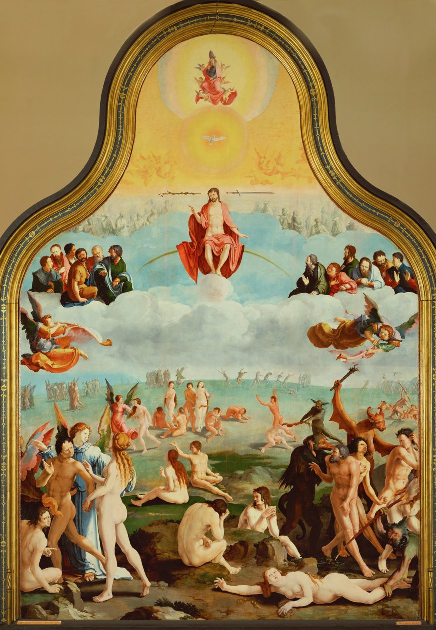 Vanhurskaat odottavat tuomiotaan (öljy puulle) tekijältä Lucas van Leyden