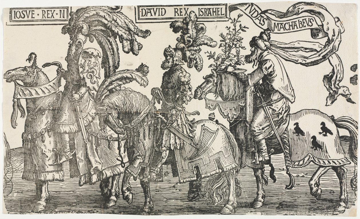 Yhdeksän sankaria: Joshua, David, Judas Maccabees tekijältä Lucas van Leyden