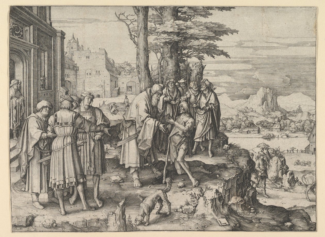 Tuhlaajapojan paluu, n. 1510. tekijältä Lucas van Leyden