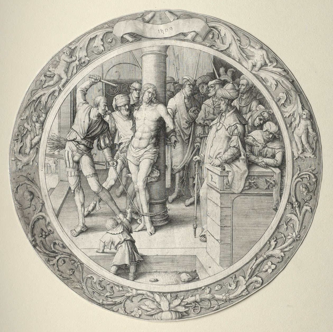 Pyöreä intohimo: Liputus, 1509. tekijältä Lucas van Leyden