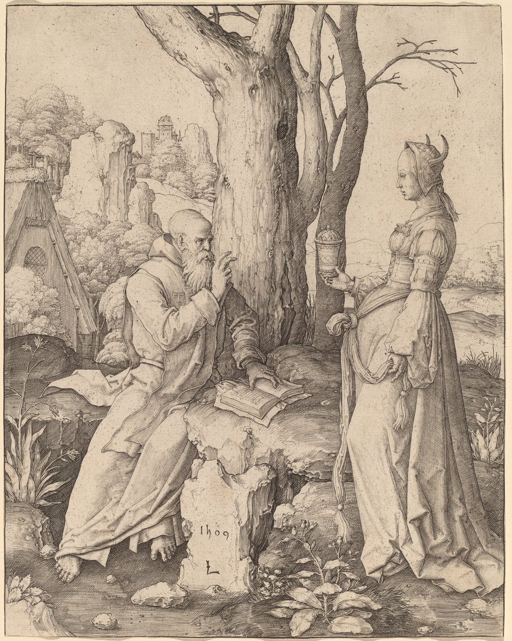 Pyhän Antoniuksen kiusaus tekijältä Lucas van Leyden
