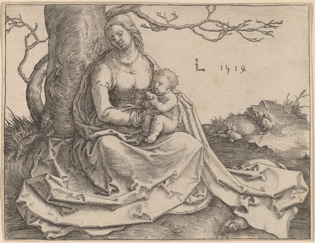 Neitsyt istuu puun alla tekijältä Lucas van Leyden