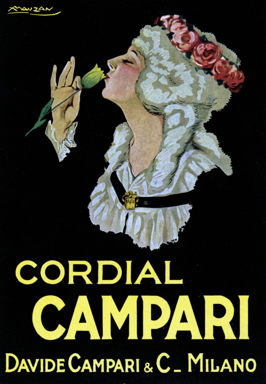 Mainosjuliste Cordial Campariin. Davide Campari & C. Milano 1921 (kuva) tekijältä Luciano Achille Mauzan