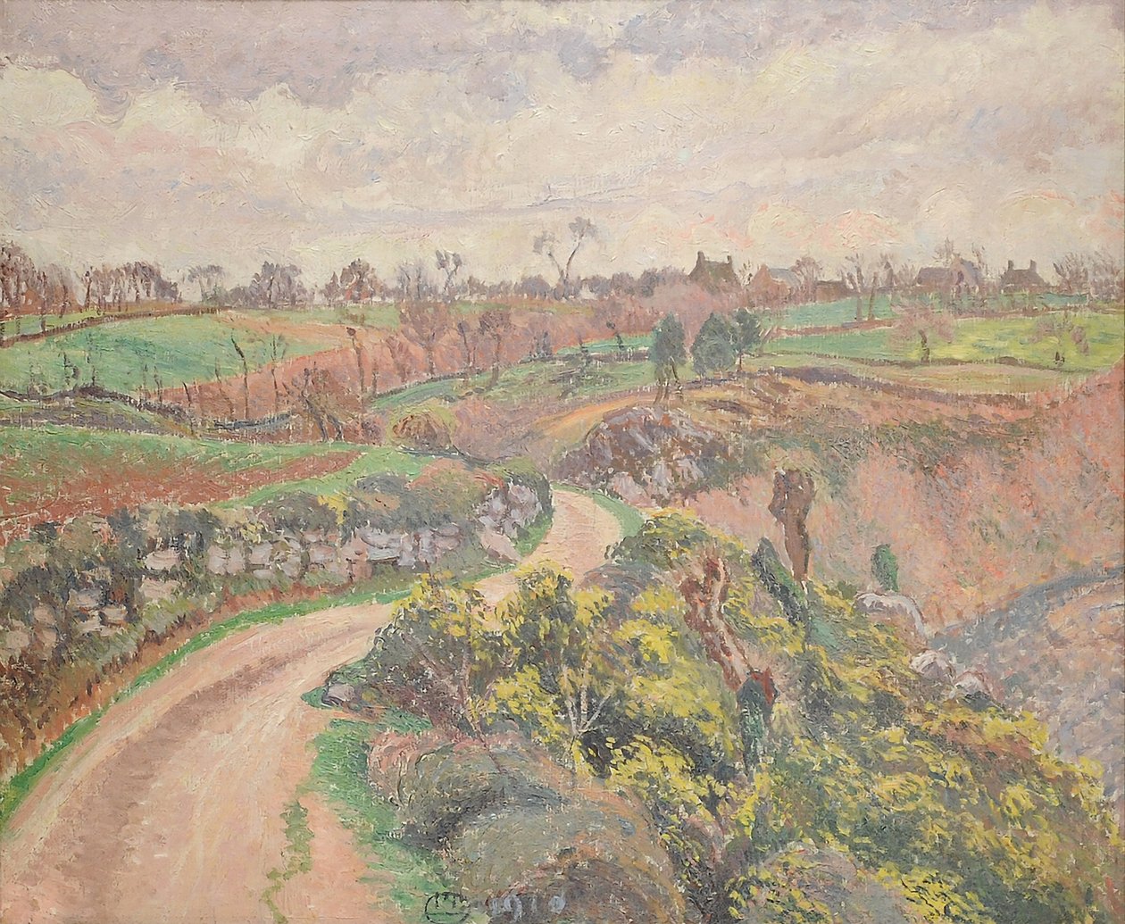 Rue de Poulfenc Riecissä, 1910 tekijältä Lucien Pissarro