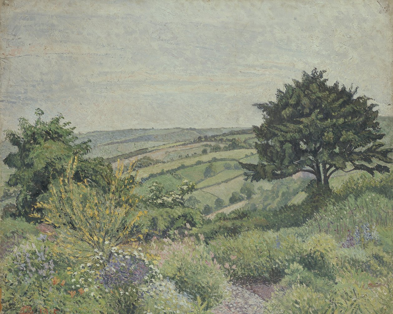 Mökkipuutarha, Kalalampi, 1915 tekijältä Lucien Pissarro