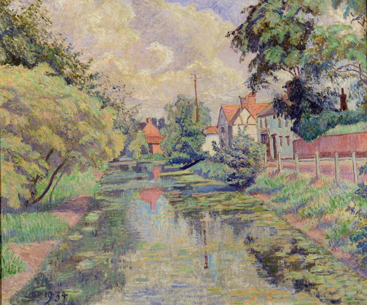The Millstream, Stratford St. Mary, 1934 tekijältä Lucien Pissarro