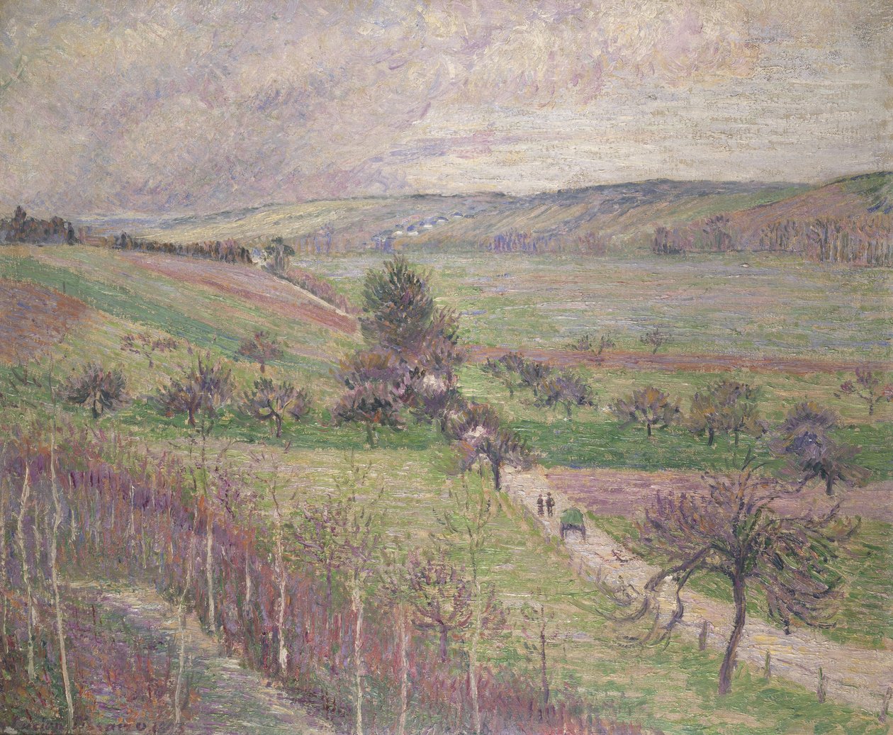 Thierceville Road, alkukevät, 1893 tekijältä Lucien Pissarro