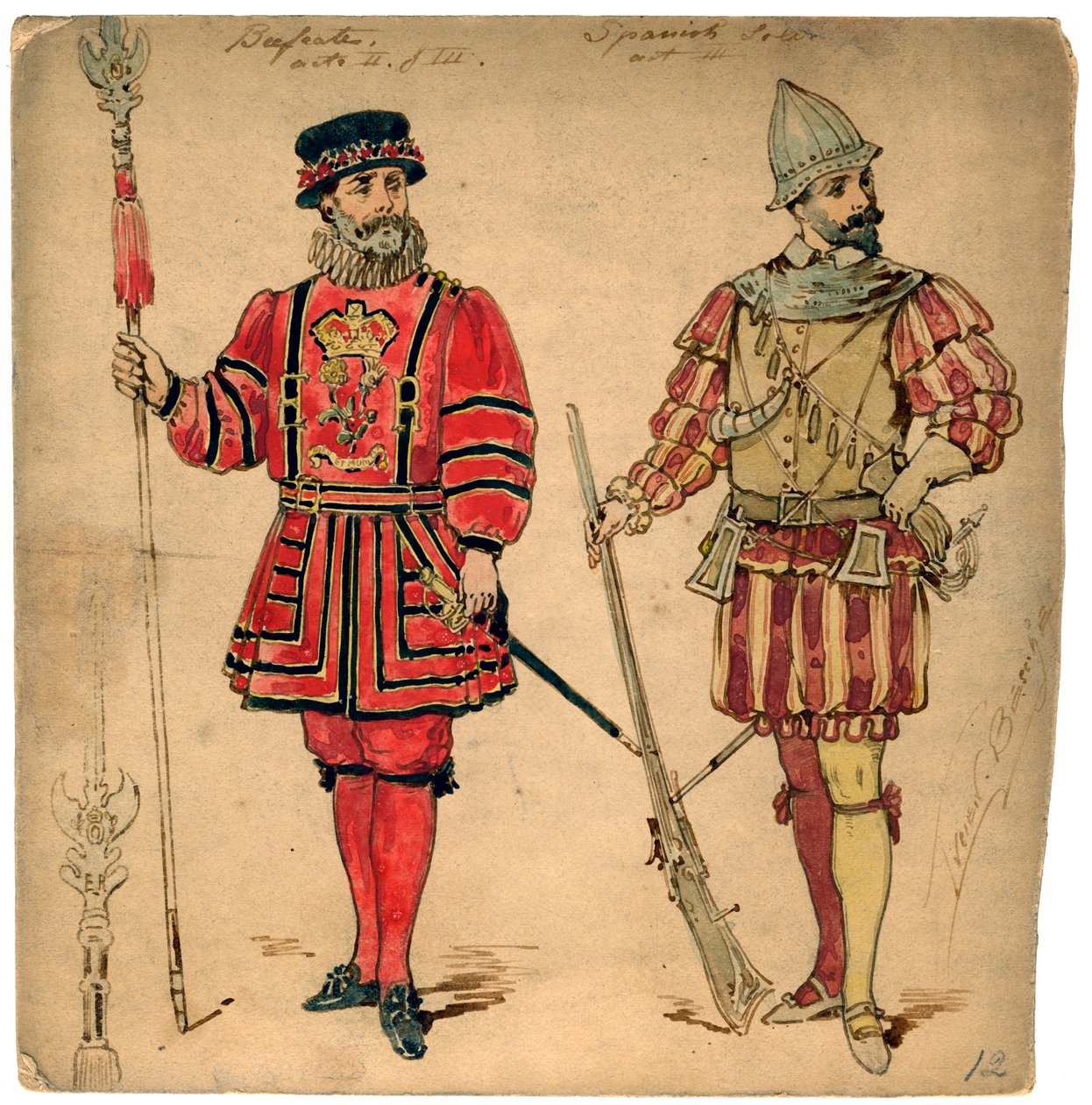 Beefeater ja espanjalainen sotilas, 1800-luku. tekijältä Lucien Besche