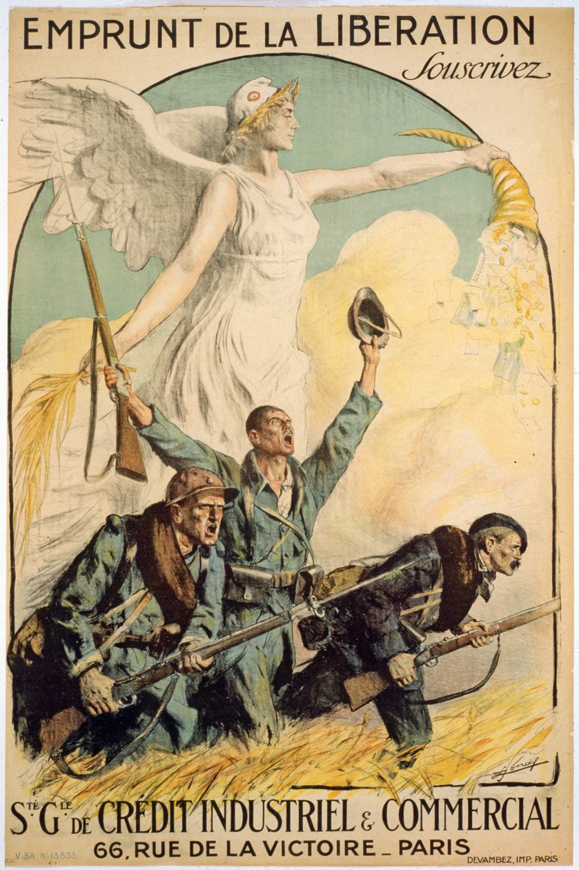 Loan of the Liberation, Tilaa, Sté. Gle. Industrial & Commercial Credit, pub. Pariisi, n. 1917 (väri litho) tekijältä Lucien Hector Jonas