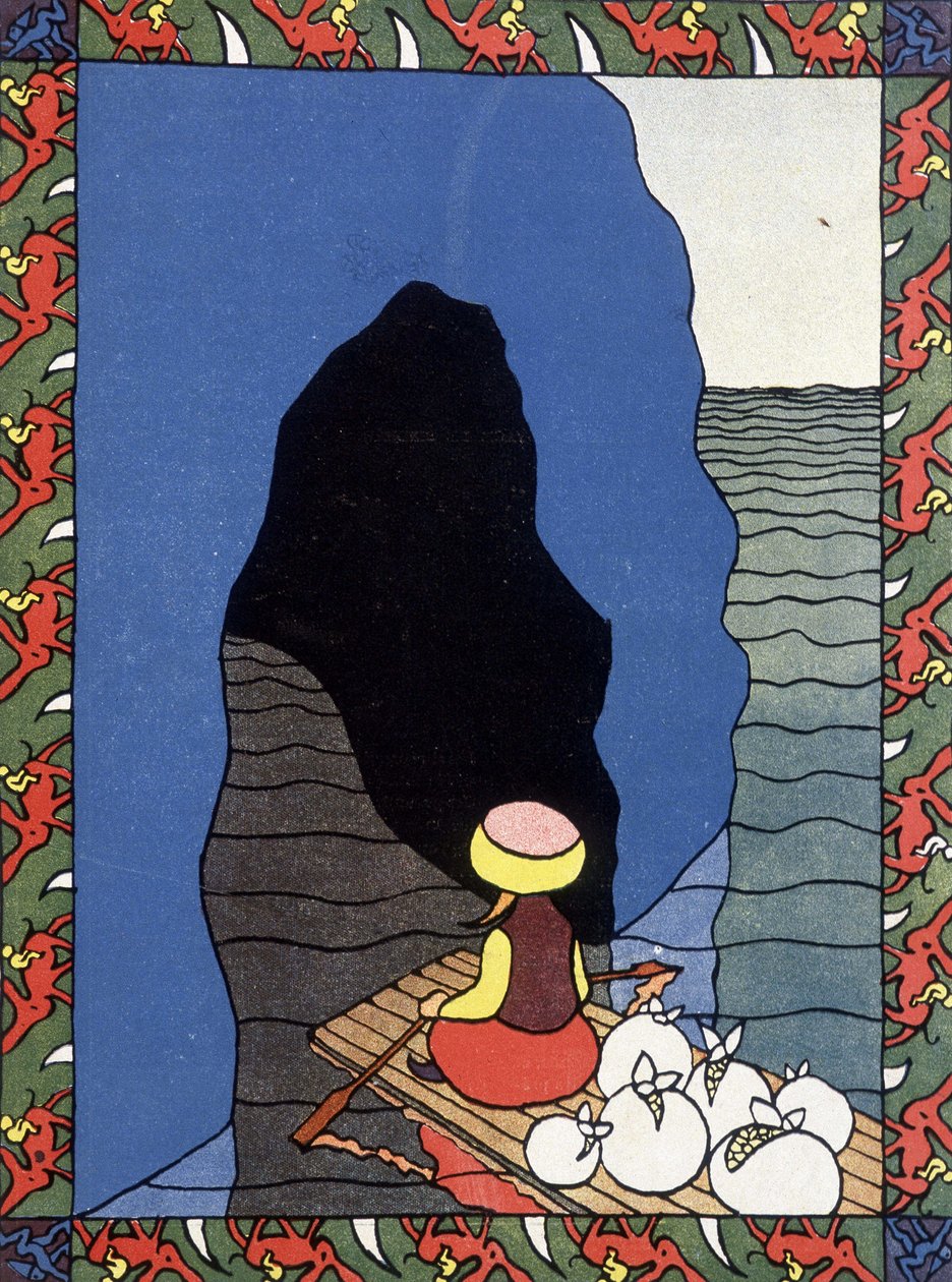 Sinbad (Sindbad) merimies lautallaan - elokuvassa Les 1001 nuits tekijältä Lucien Laforge