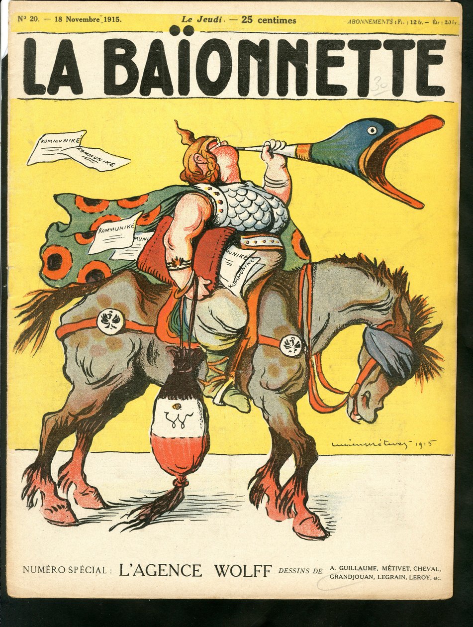 Kansi "The Bayonet", värillinen satiirinen tekijältä Lucien Metivet