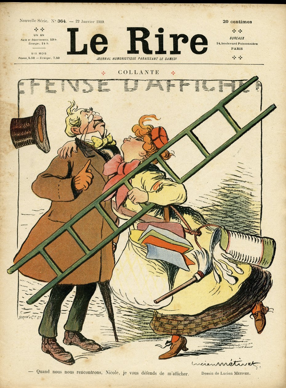 Kuvitus kannelle Le Rire, 22/01/10 : feminismi (kaiverrus) tekijältä Lucien Metivet