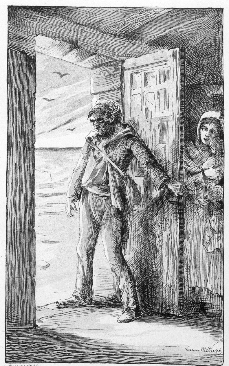 kuvitus kappaleelle "le retour du marin" (kaiverrus) tekijältä Lucien Metivet