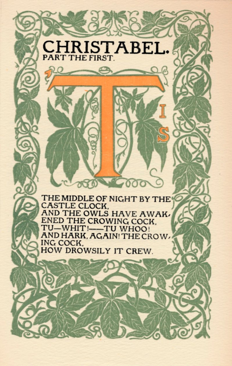 Eragny Press: Coleridges Christabelin avaussivu, 1895-1914 tekijältä Lucien Pissaro