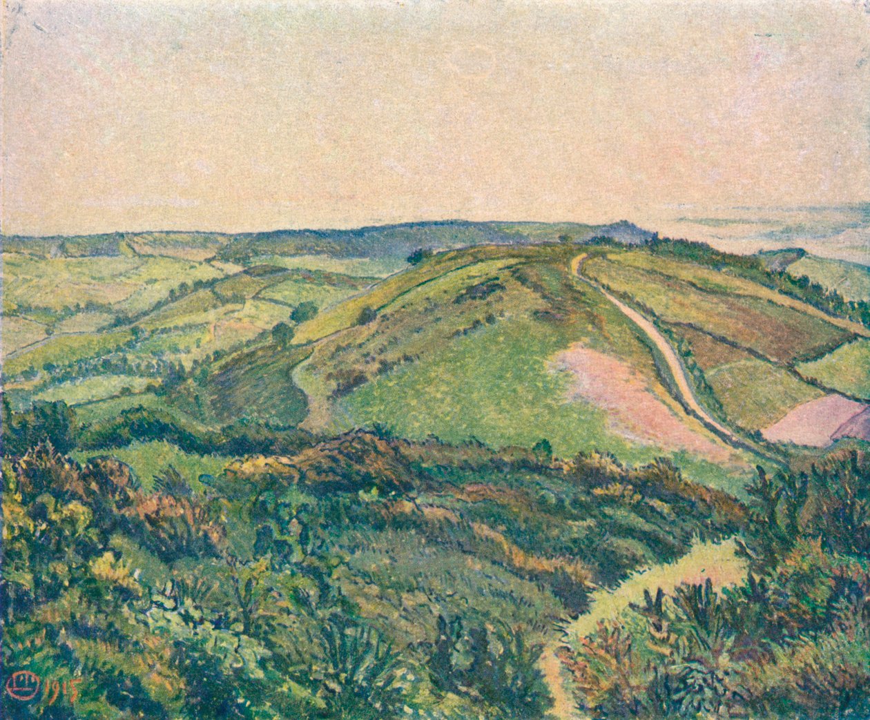 Näkymä mäeltä, Kalalampi, v1913 tekijältä Lucien Pissaro
