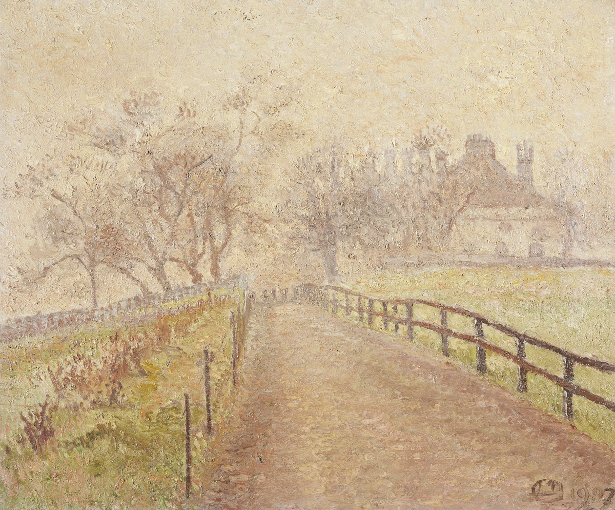 Sumuinen aamu, Mortlake tekijältä Lucien Pissarro