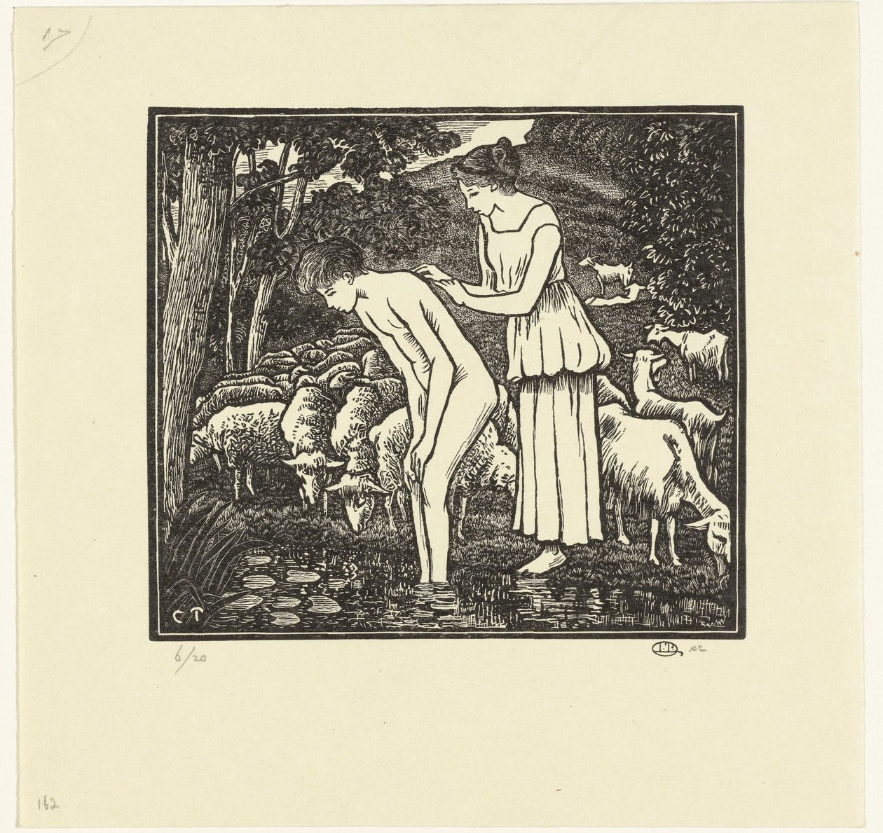Daphniksen pesee Cloë Daphnis et Chloé (sarjan nimi) tekijältä Lucien Pissarro