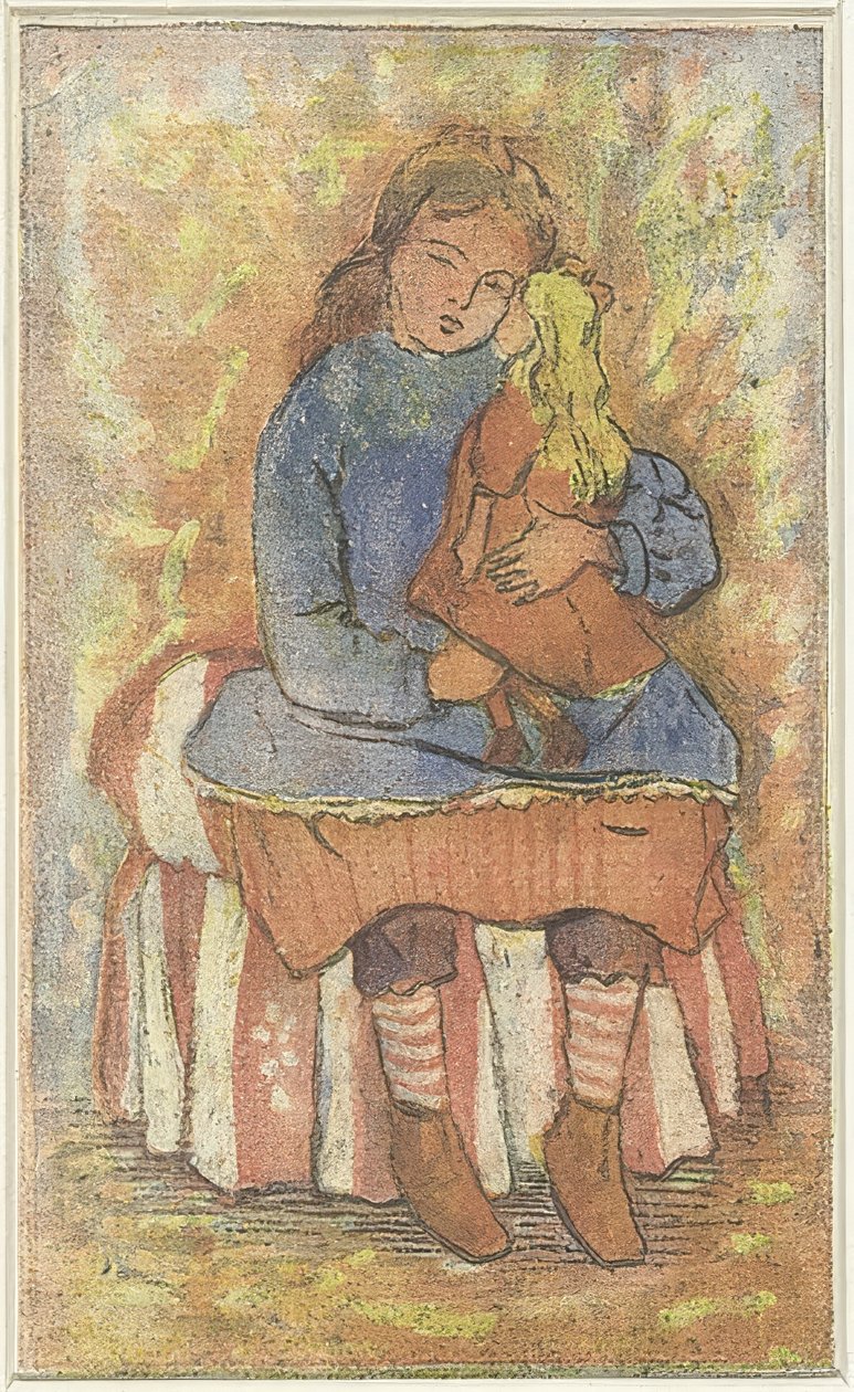 Tyttö nuken kanssa tekijältä Lucien Pissarro