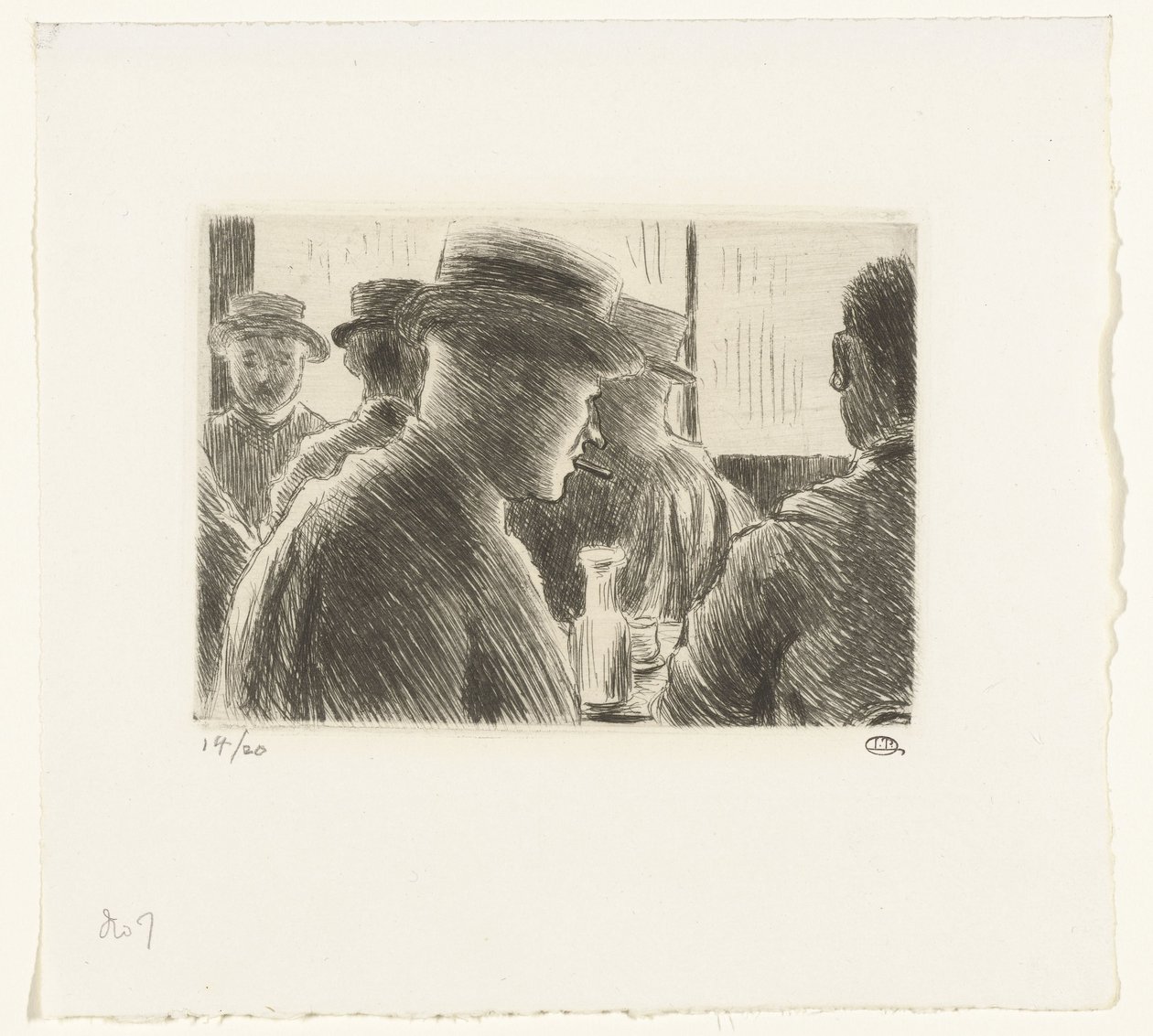 Miehet kahvilassa tekijältä Lucien Pissarro