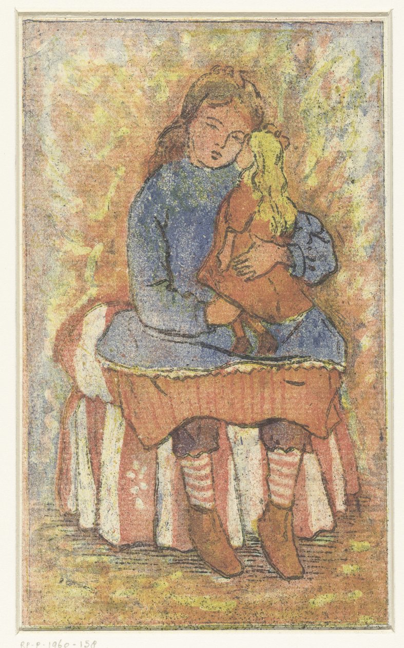 Tyttö nuken kanssa tekijältä Lucien Pissarro