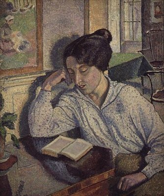 Muotokuva Gladys Chiversistä lukemassa tekijältä Lucien Pissarro