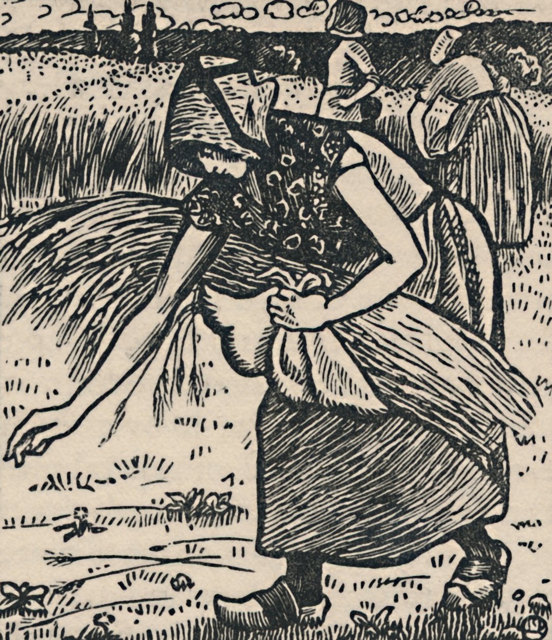 Ruth Gleaning, 1919 tekijältä Lucien Pissarro