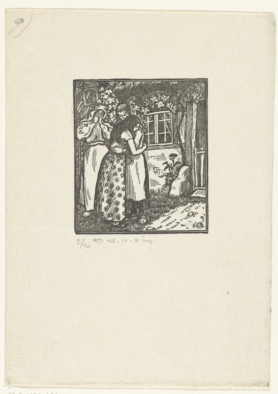 Ruth ja Naomi halaavat toisiaan tekijältä Lucien Pissarro