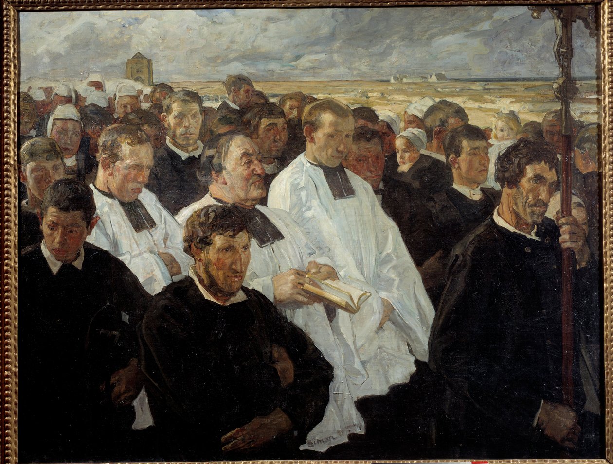 Kulkue Penmarchiin Bretagnessa Lucien Simonin (1861-1945) maalaus 1900 su. 1,36x1,75 m Pariisi, musee d