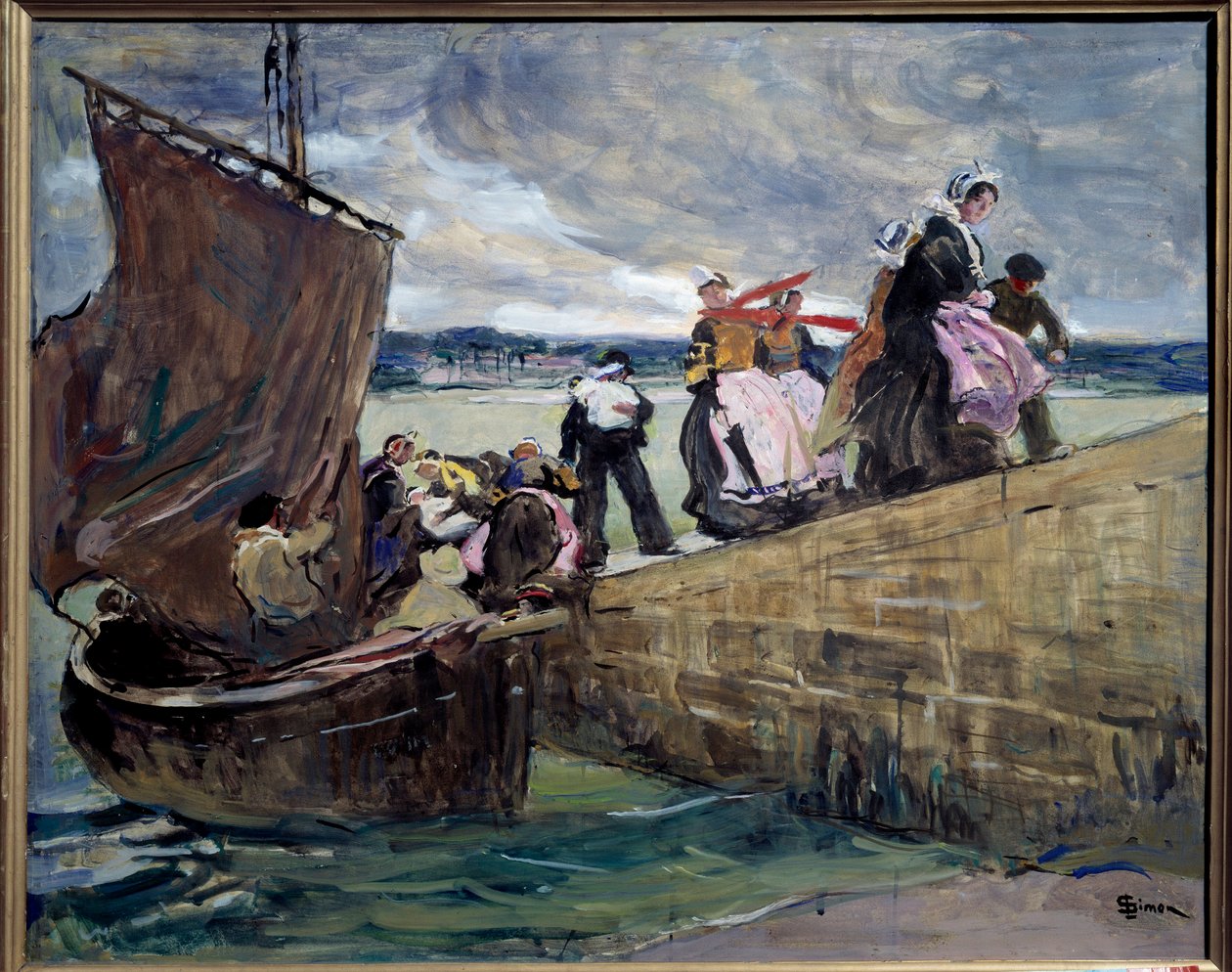 Salakuljettaja Bretagnen Sainte Marinessa Lucien Simonin (1861-1945) maalaus 1907 Rennes, Musee des Beaux Arts tekijältä Lucien Simon