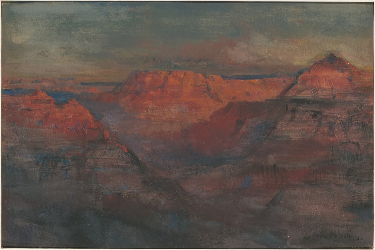 The Afterglow, Grand Canyon, Arizona, n. 1904 (w/c ja guassi kartongilla) tekijältä Lucien Whiting Powell