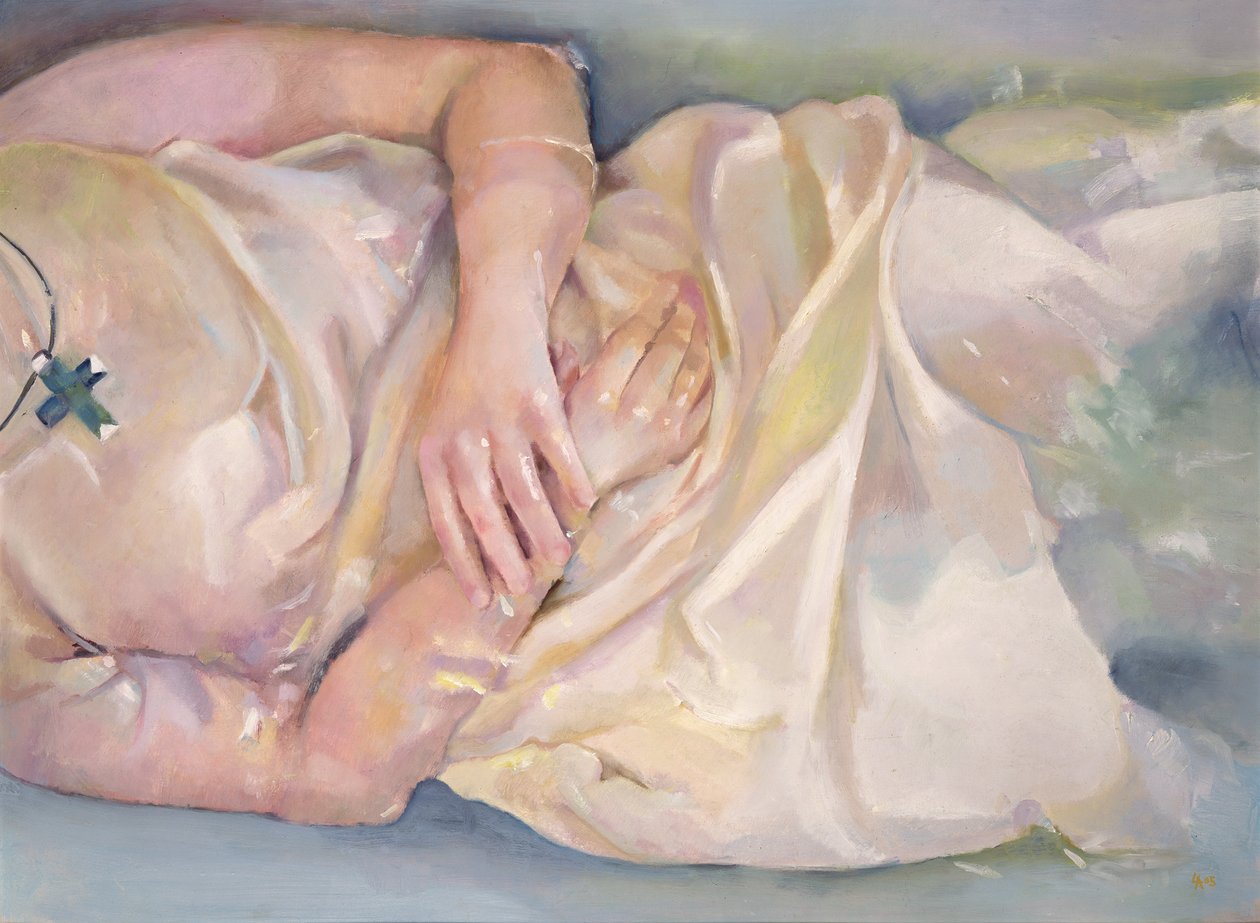 Kädet ristissä, 2004 (öljy kartongille) tekijältä Lucinda Arundell