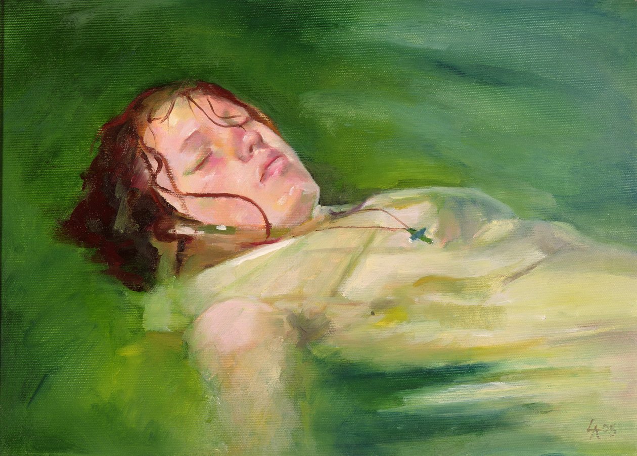 Tyttö ajelehtii, 2004 (öljy kankaalle) tekijältä Lucinda Arundell