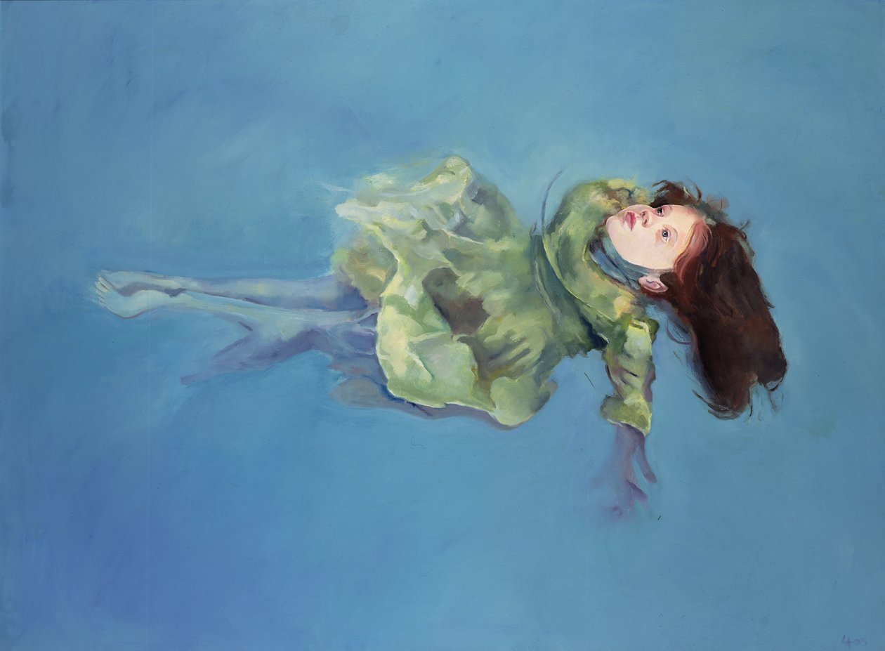 Tyttö kellumassa, 2004 (öljy kankaalle) tekijältä Lucinda Arundell