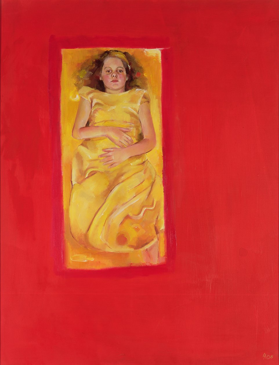 Tyttö sängyssä, 2004 (öljy kankaalle) tekijältä Lucinda Arundell