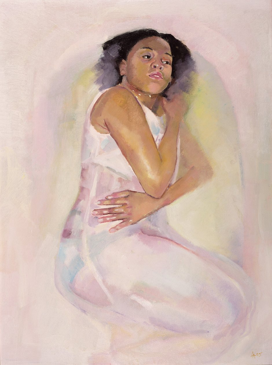 Tyttö ajattelemassa, 2004 (öljy kankaalle) tekijältä Lucinda Arundell