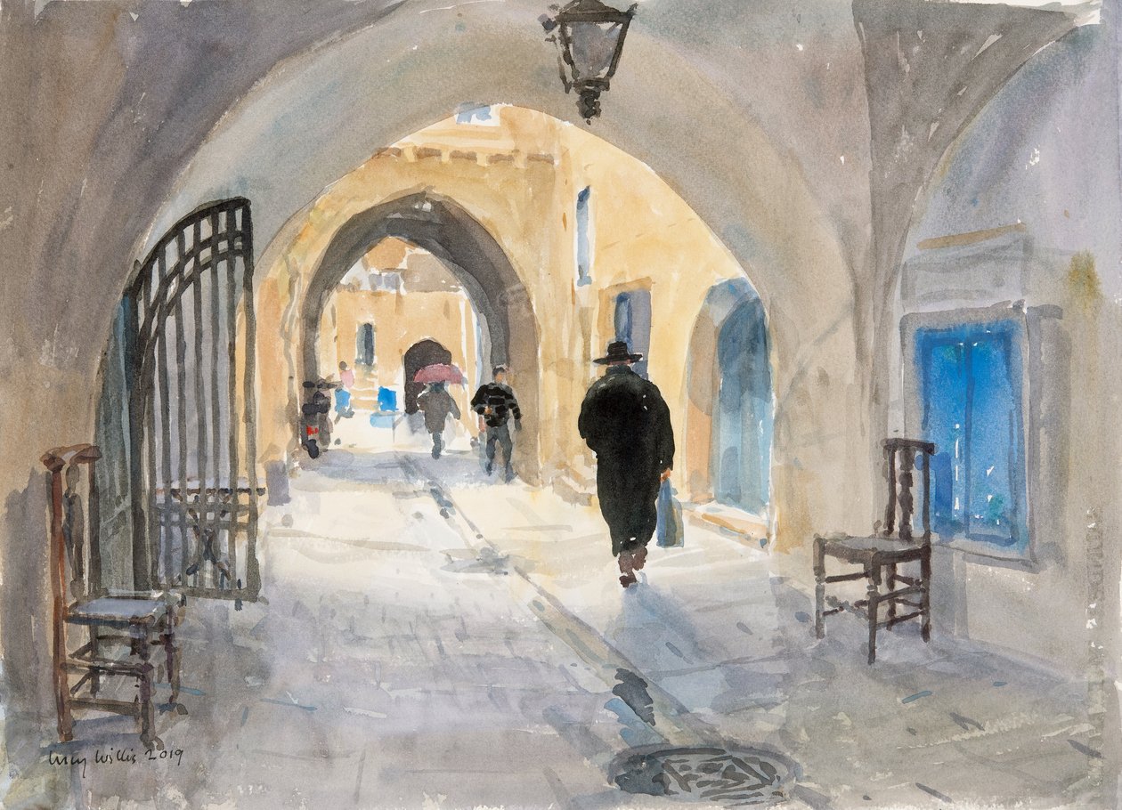 Going Home, Habad Street, Jerusalem, 2019 (w/c paperilla) tekijältä Lucy Willis