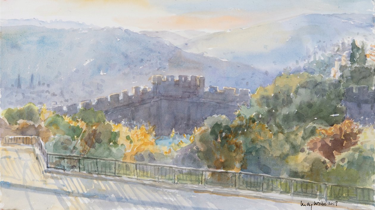 Hills Beyond the City, Sunrise, Jerusalem, 2019 (w/c paperilla) tekijältä Lucy Willis