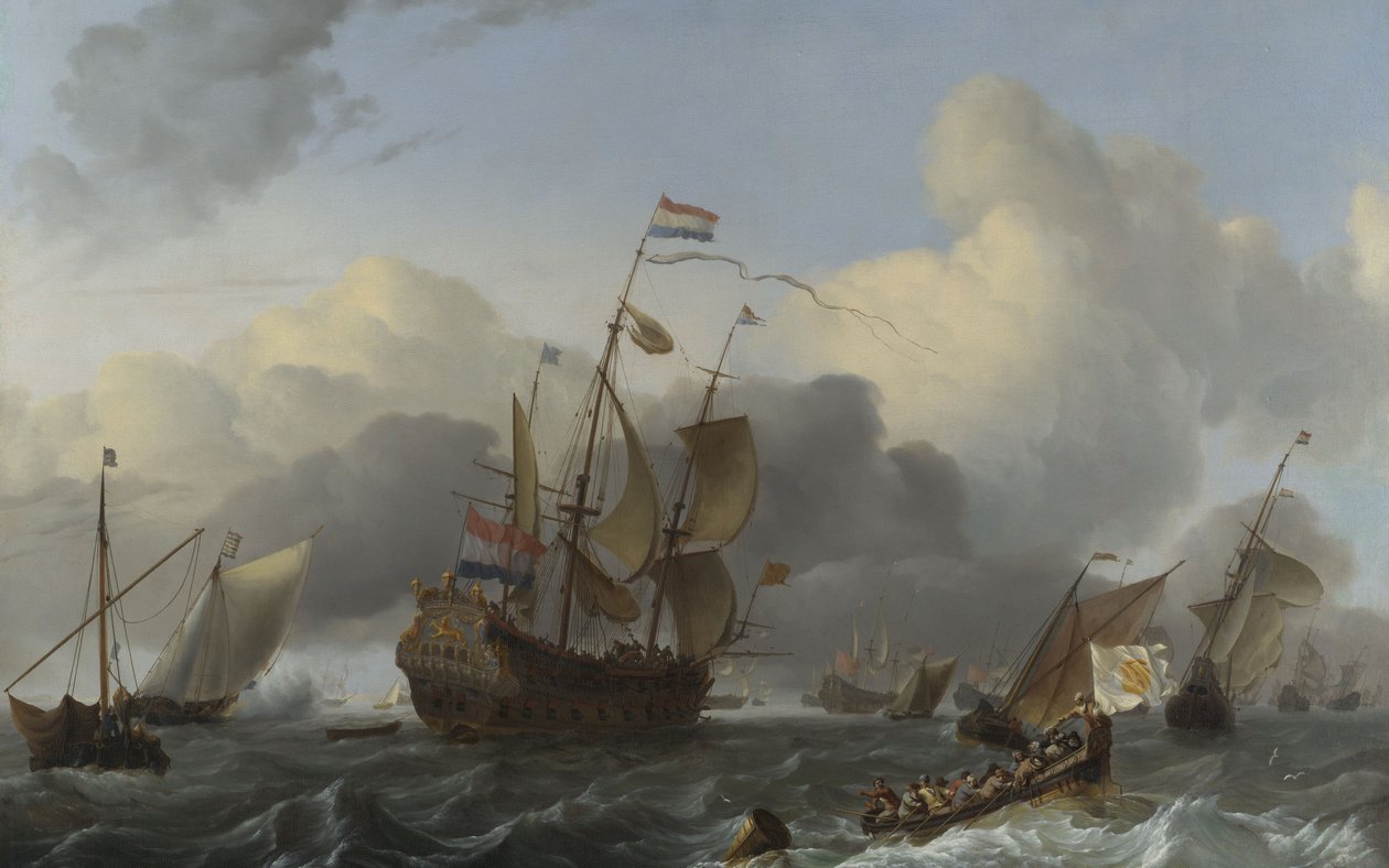 Eendracht ja hollantilaisten sotamiesten laivasto, n. 1670-75 tekijältä Ludolf Backhuysen
