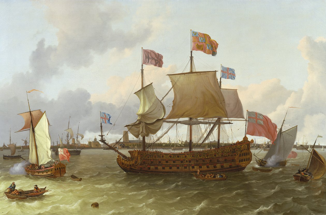 Kolmen mestarin Britannia Rotterdamissa, 1698 tekijältä Ludolf Backhuysen