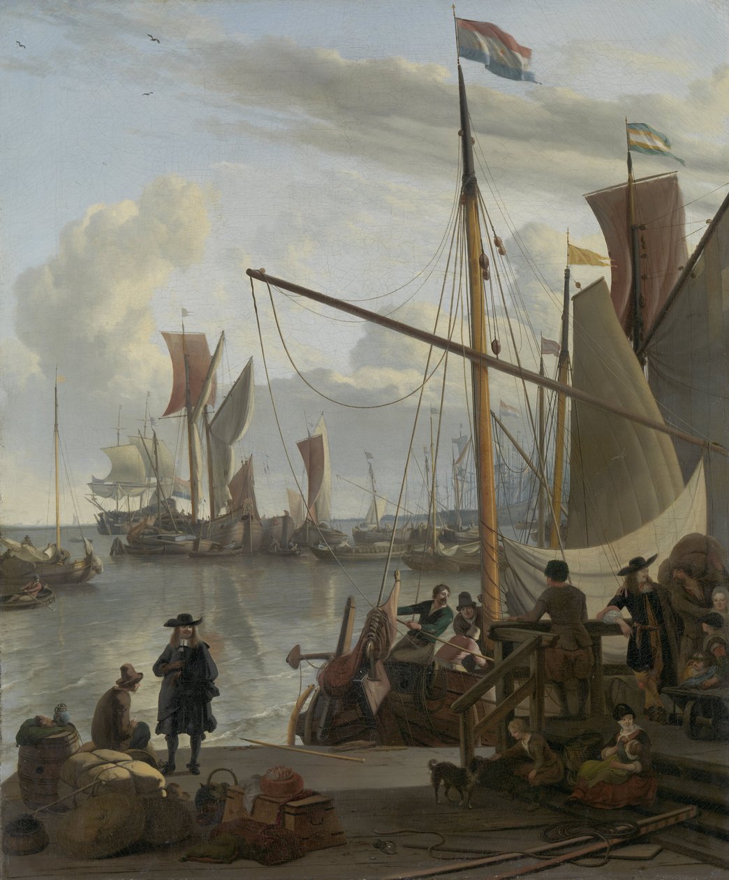 IJ Amsterdamissa Mosselsteigeriltä (sinisimpukkalaiturilta) katsottuna 1673 tekijältä Ludolf Backhuysen