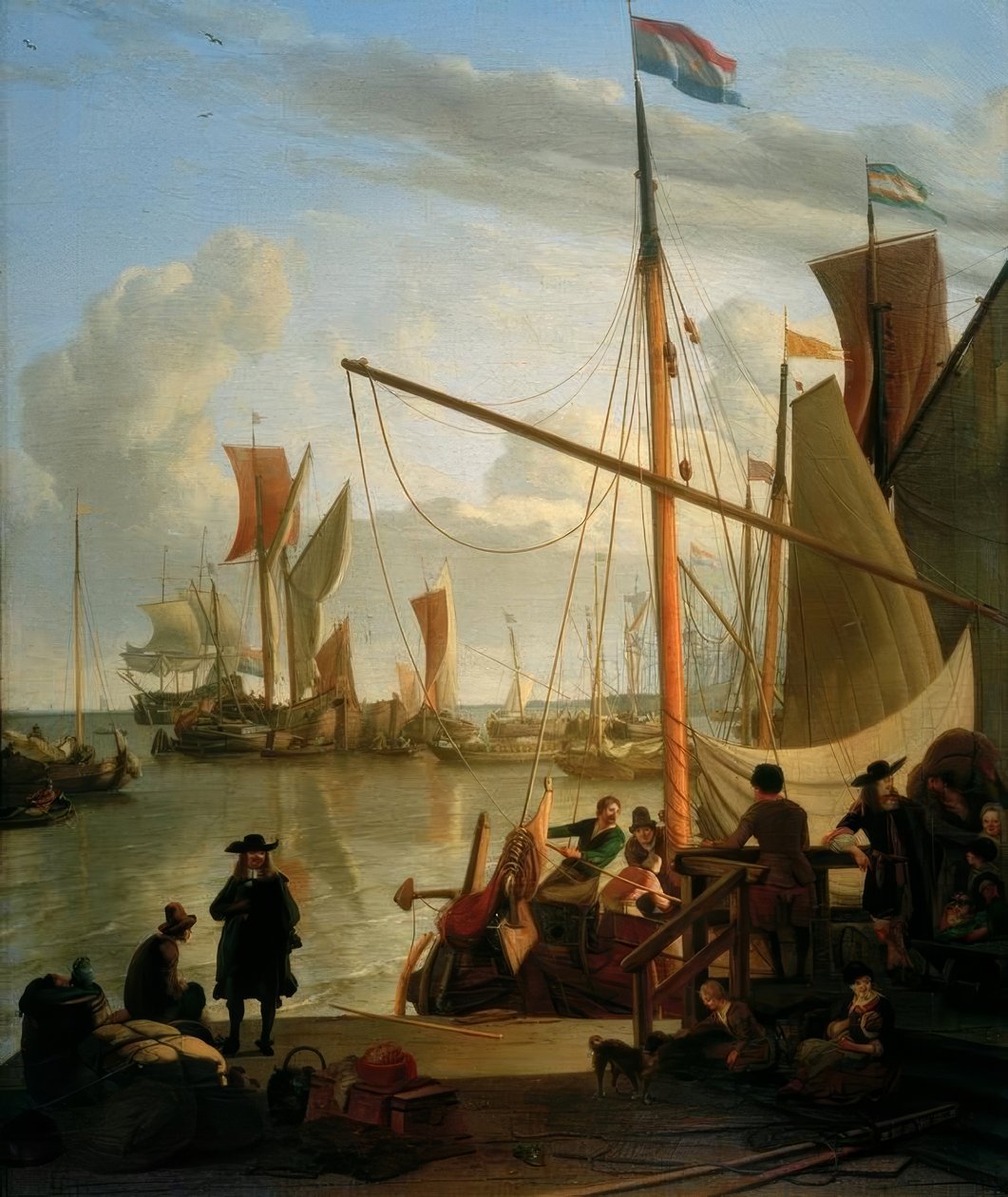 Ij Amsterdamin edessä Mosselsteigeristä tai Bothhuisjesista tekijältä Ludolf Backhuysen