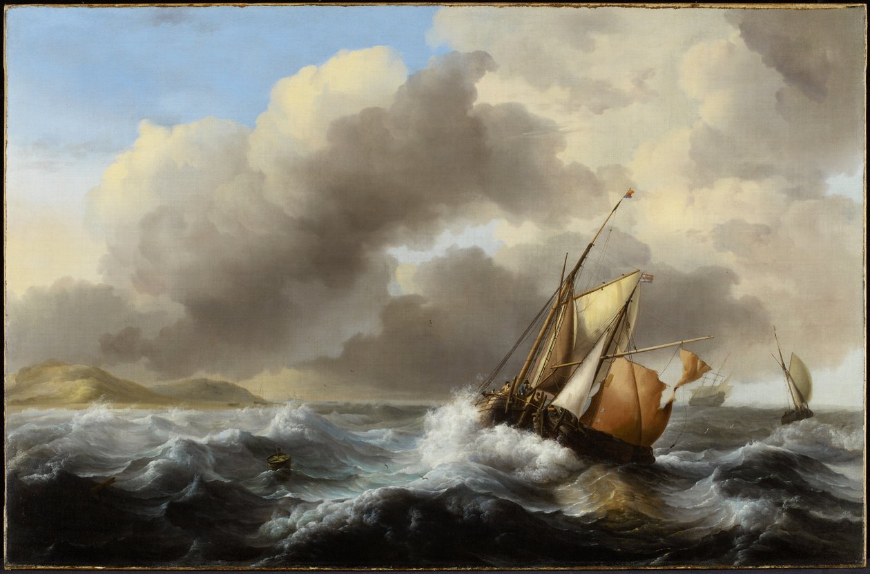 Kalastusalukset offshore raskaalla merellä, 1864 tekijältä Ludolf Backhuysen