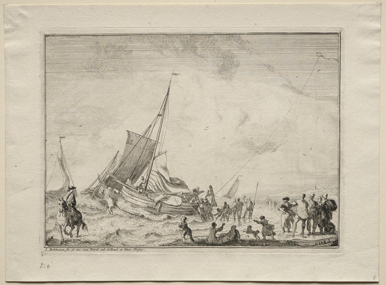 Laivan vesillelasku, 1701. tekijältä Ludolf Backhuysen